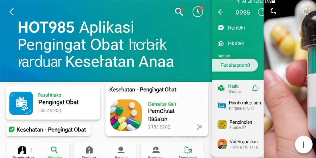 Antarmuka pengguna HOT985 untuk pengingat obat yang intuitif dan informatif.