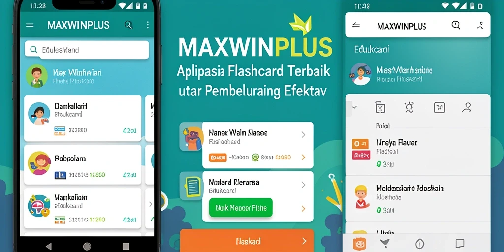 Tampilan antarmuka aplikasi Flashcard MAXWINPLUS yang menarik dan interaktif.