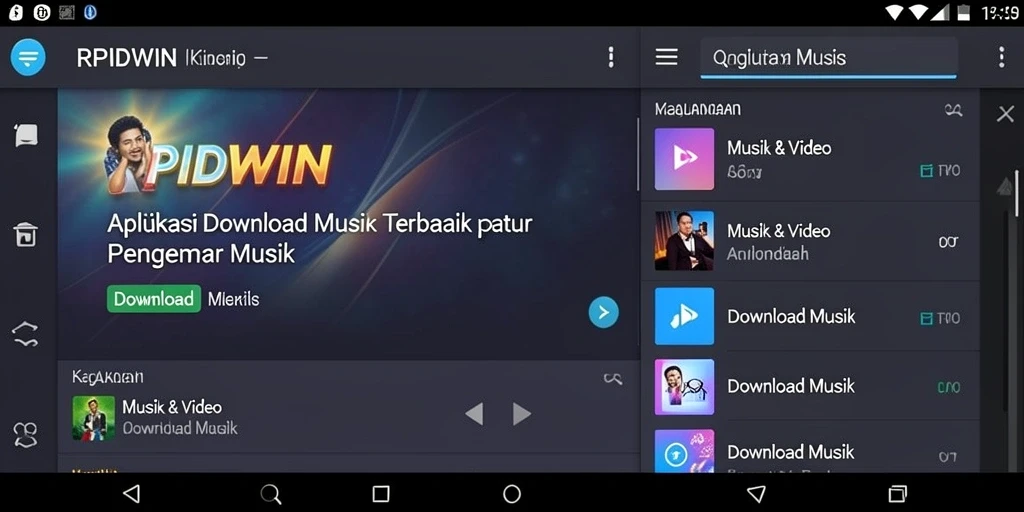 Tampilan antarmuka RPIDWIN untuk Download Musik yang intuitif dan menarik.
