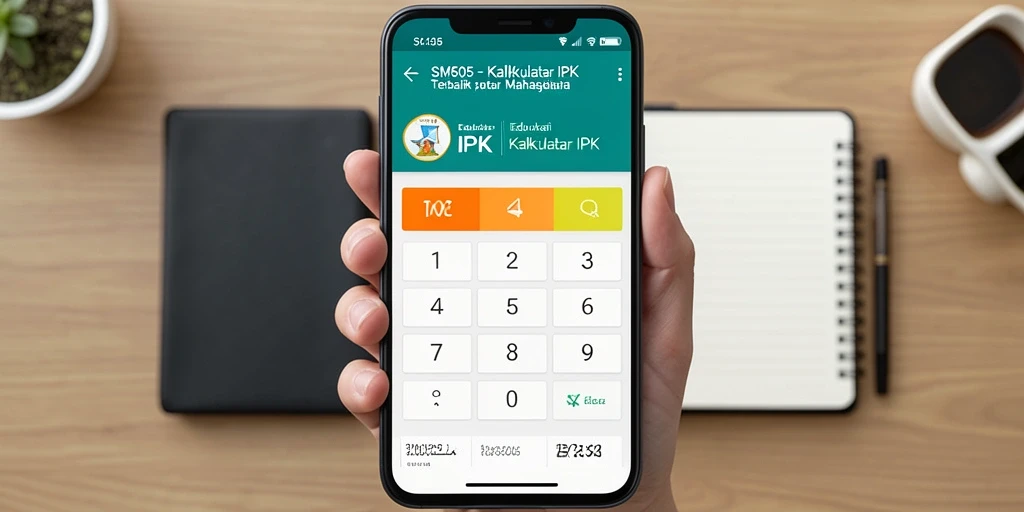 Tampilan antarmuka aplikasi Kalkulator IPK SM605 yang sederhana dan intuitif.